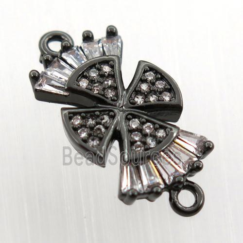 copper windmill connector paved zircon, black plated