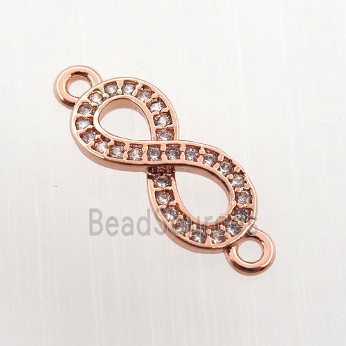 copper infinity connector paved zircon, rose gold