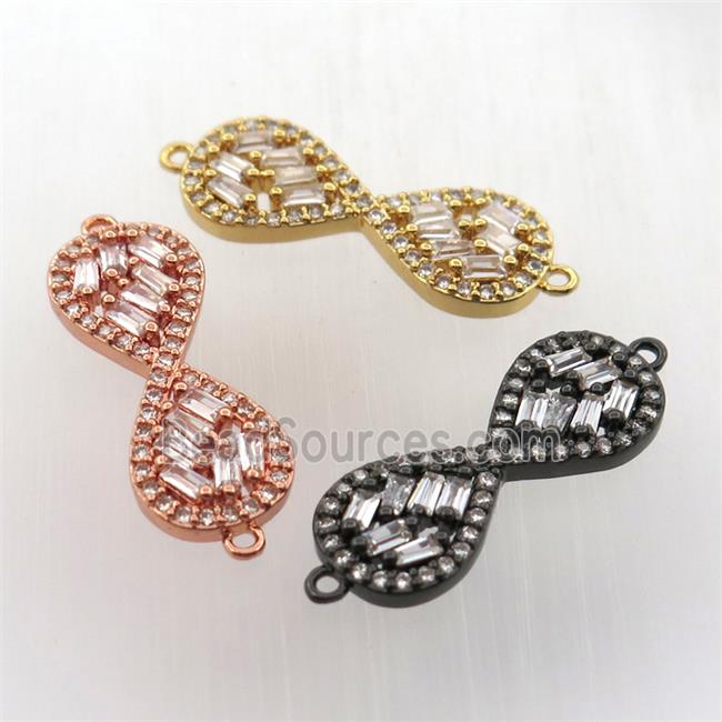 copper infinity connector paved zircon, mix color