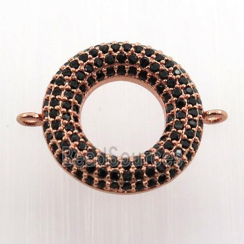 copper donut connector paved zircon, rose gold