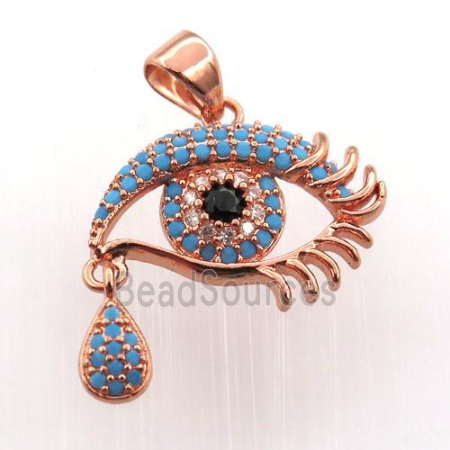 copper eye pendant paved zircon, rose gold