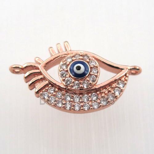 copper eye connector paved zircon, rose gold