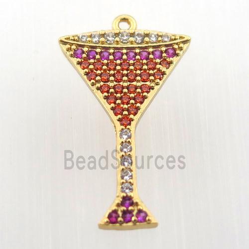 copper cup pendant paved zircon, gold plated