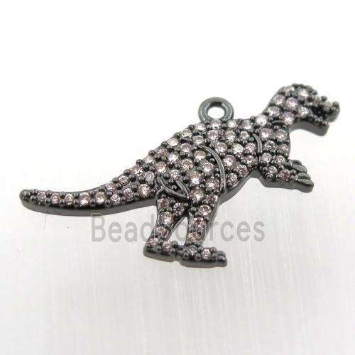 copper dragon pendant paved zircon, black plated