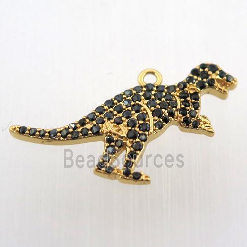 copper dragon pendant paved zircon, gold plated