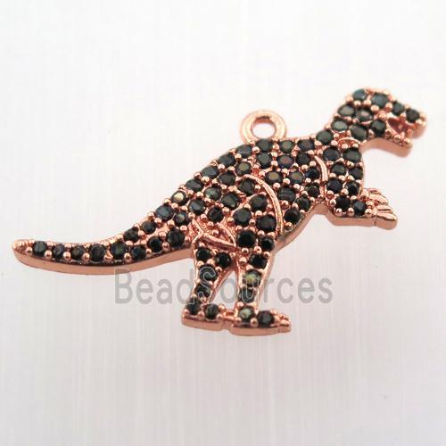 copper dragon pendant paved zircon, rose gold