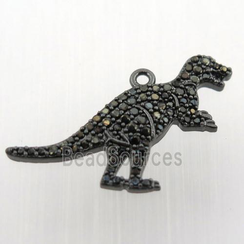 copper dragon pendant paved zircon, black plated