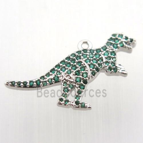 copper dragon pendant paved zircon, platinum plated