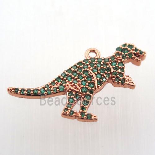 copper dragon pendant paved zircon, rose gold