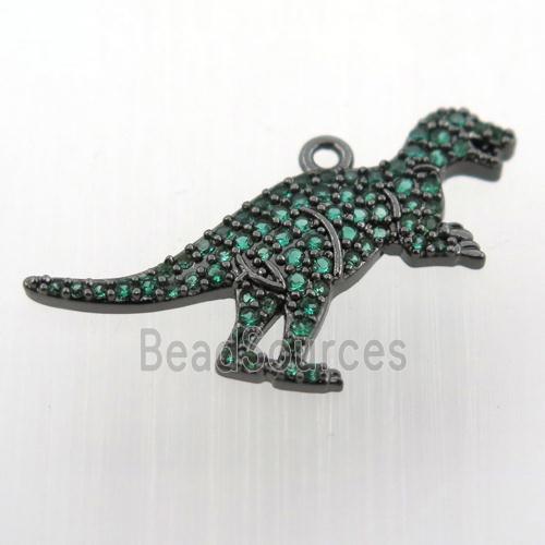 copper dragon pendant paved zircon, black plated