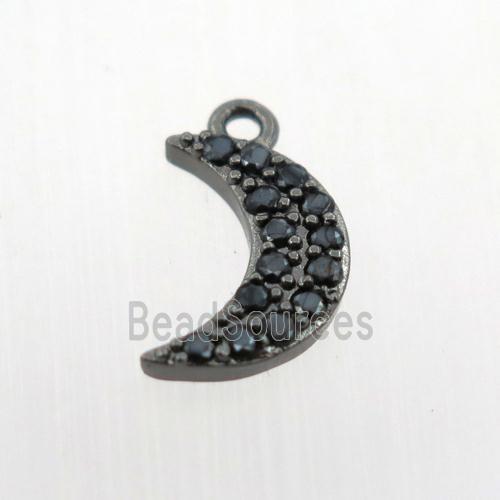 copper moon pendant paved zircon, black plated