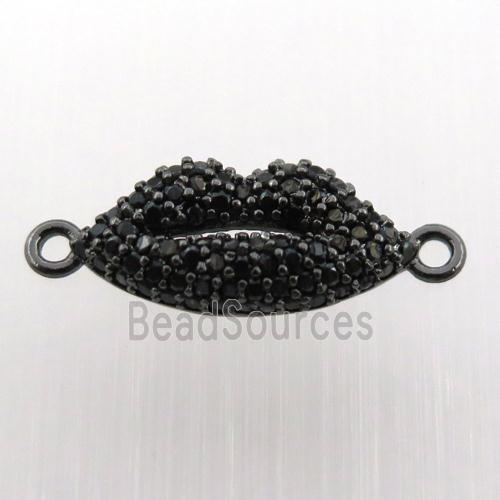 copper lip connector pave zircon, black plated