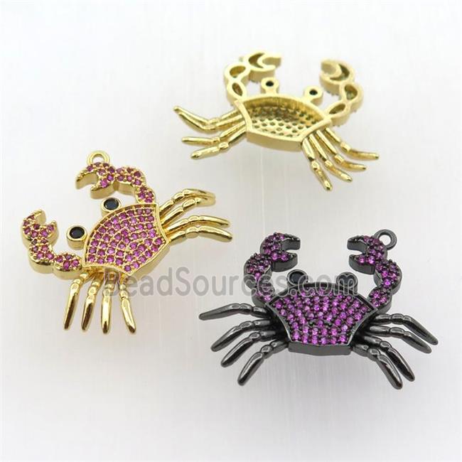 copper crab pendant pave zircon, mixed color