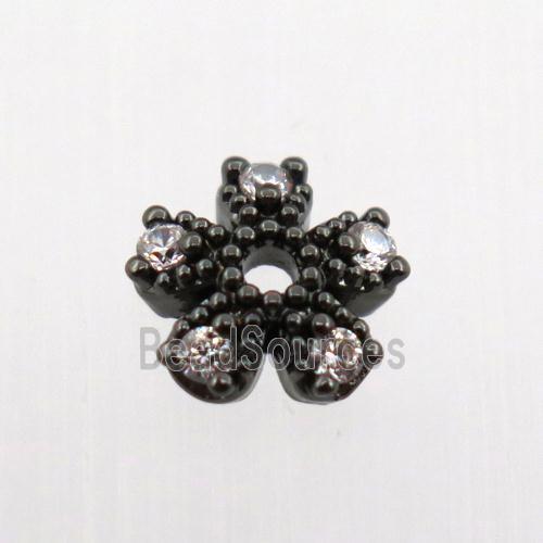 copper beadcaps pave zircon, black plated