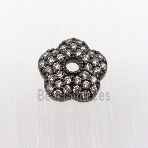 copper beadcaps pave zircon, black plated