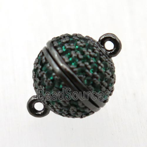 copper clasp pave zircon, magnetic, black plated