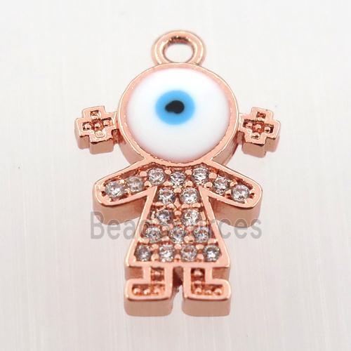 copper girl pendant pave zircon, rose gold