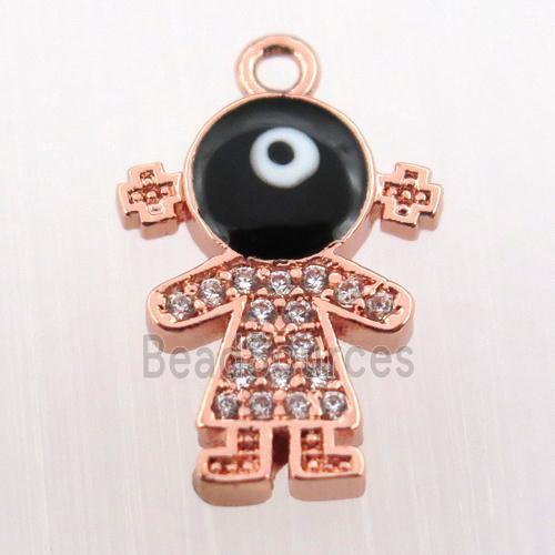 copper girl pendant pave zircon, rose gold