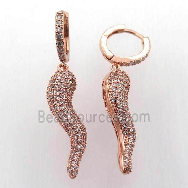 copper hoop earring pave zircon with Pepper, rose gold