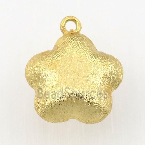 brushed copper flower pendant, gold plated