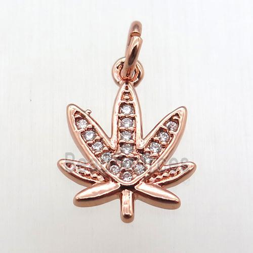 copper flower pendant paved zircon, rose gold