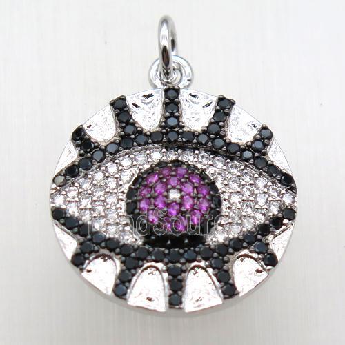 copper eye pendant paved zircon, platinum plated