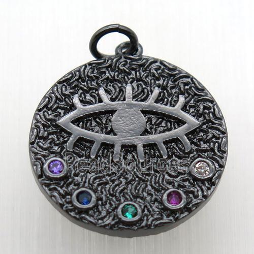 copper eye pendant paved zircon, black plated