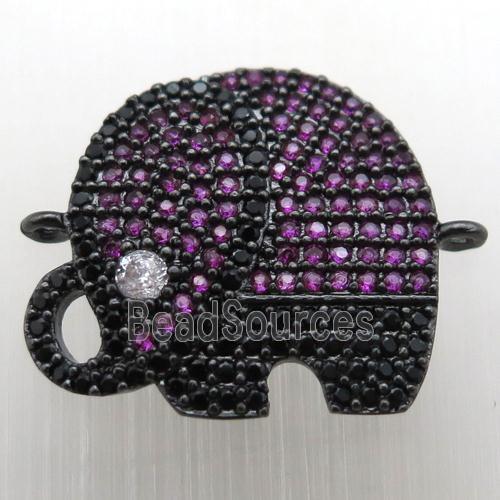 copper elephant connector paved zircon, black plated