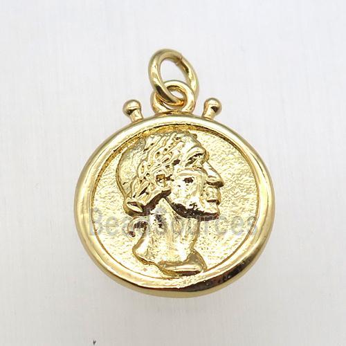 copper coin pendant, gold plated