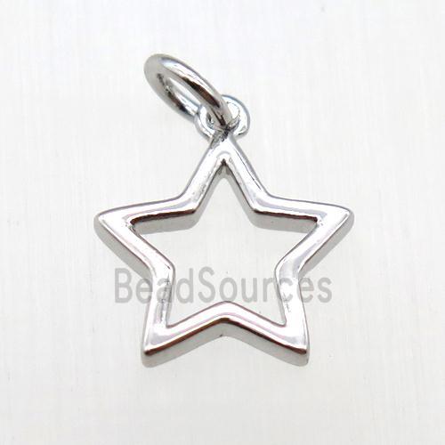 copper star pendant, platinum plated