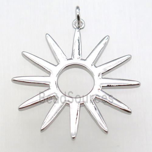 copper sun pendant, platinum plated