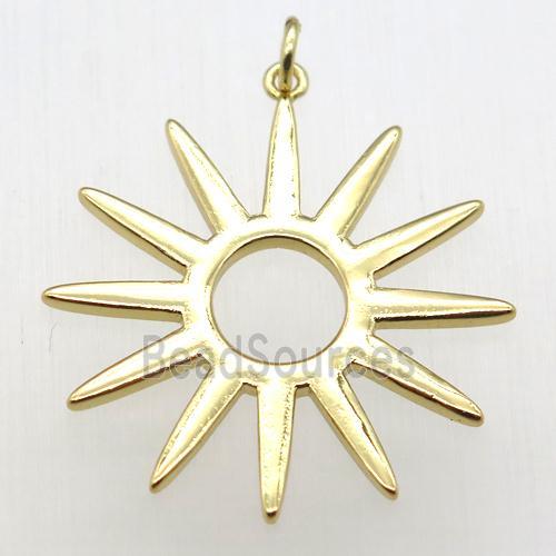 copper sun pendant, gold plated