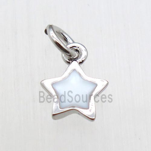 copper star pendant, enameling, platinum plated