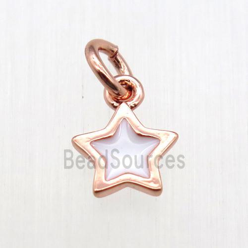 copper star pendant, enameling, rose gold