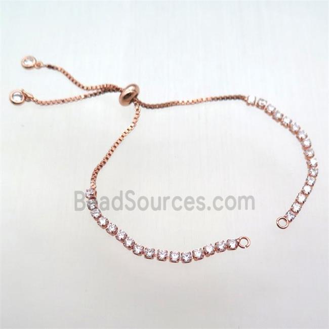 copper bracelet chain paved zircon, rose gold