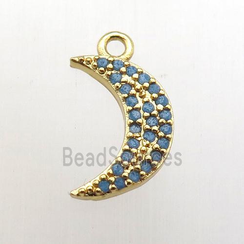 copper moon pendant pave zircon, gold plated