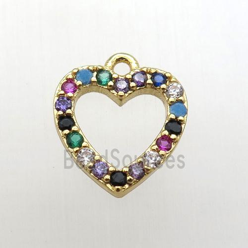 copper heart pendant pave zircon, gold plated