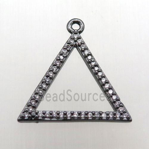 copper triangle pendant pave zircon, black plated