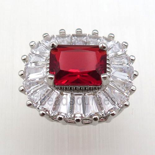 copper pendant pave ruby zircon, platinum plated