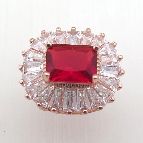 copper pendant pave ruby zircon, rose gold