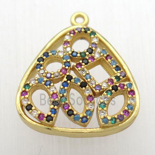 copper pendant pave zircon, gold plated