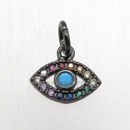 copper eye pendant pave zircon, black plated