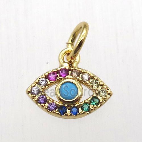 copper eye pendant pave zircon, gold plated