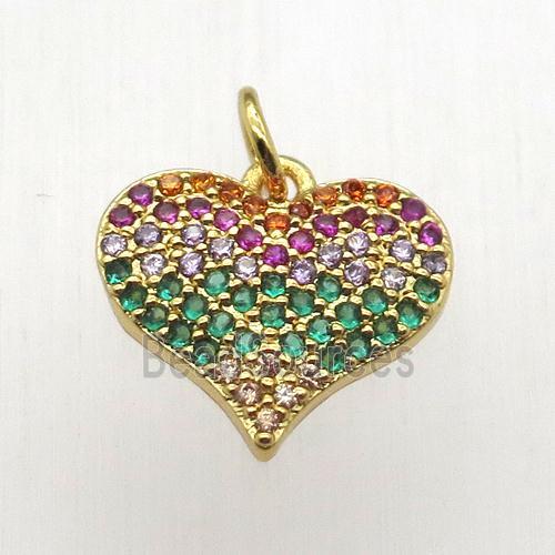 copper heart pendant pave zircon, gold plated