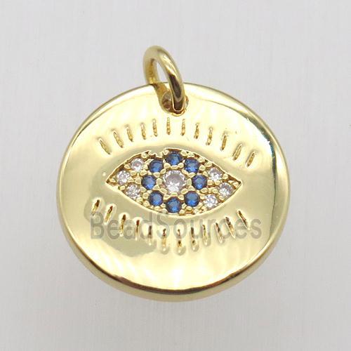 copper eye pendant pave zircon, gold plated