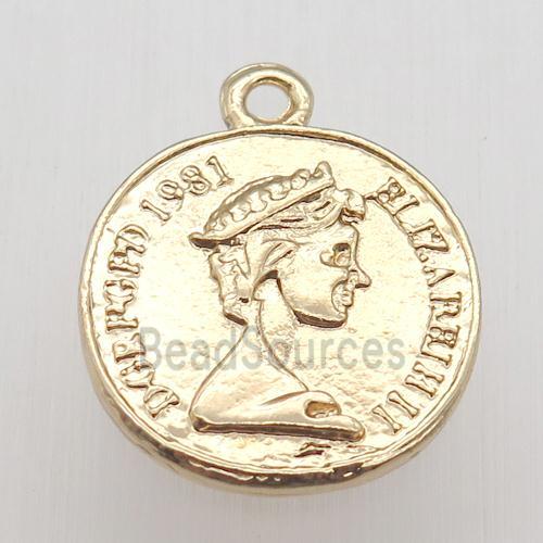 copper coin pendant, gold plated