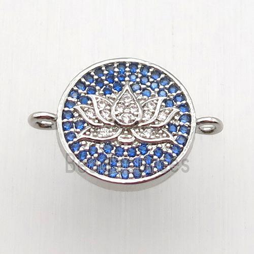 copper lotus connector paved zircon, platinum plated