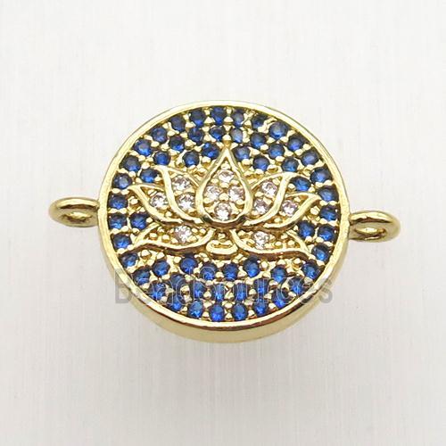 copper lotus connector paved zircon, gold plated