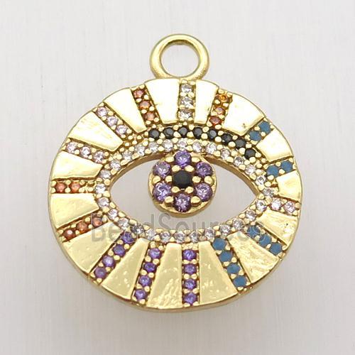 copper eye pendant paved zircon, gold plated