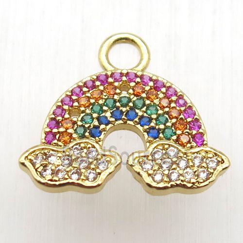 copper rainbow pendant paved zircon, gold plated